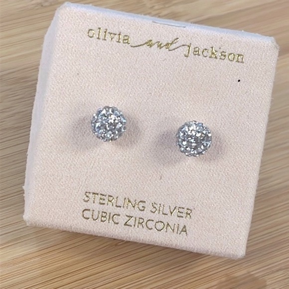 Brand New Olivia and Jackson Sterling Silver Cubic Zirconia Post Earrings - Picture 12 of 12